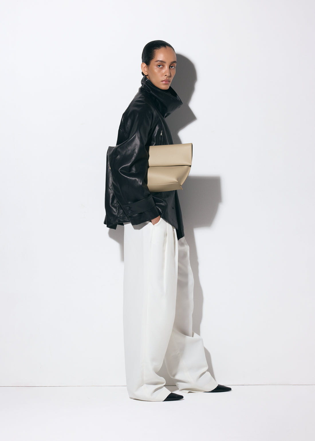 Seamed Clutch Sand