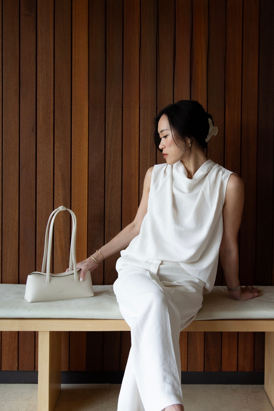 Freja founder Jenny Lei with Mini Chrystie Oat 